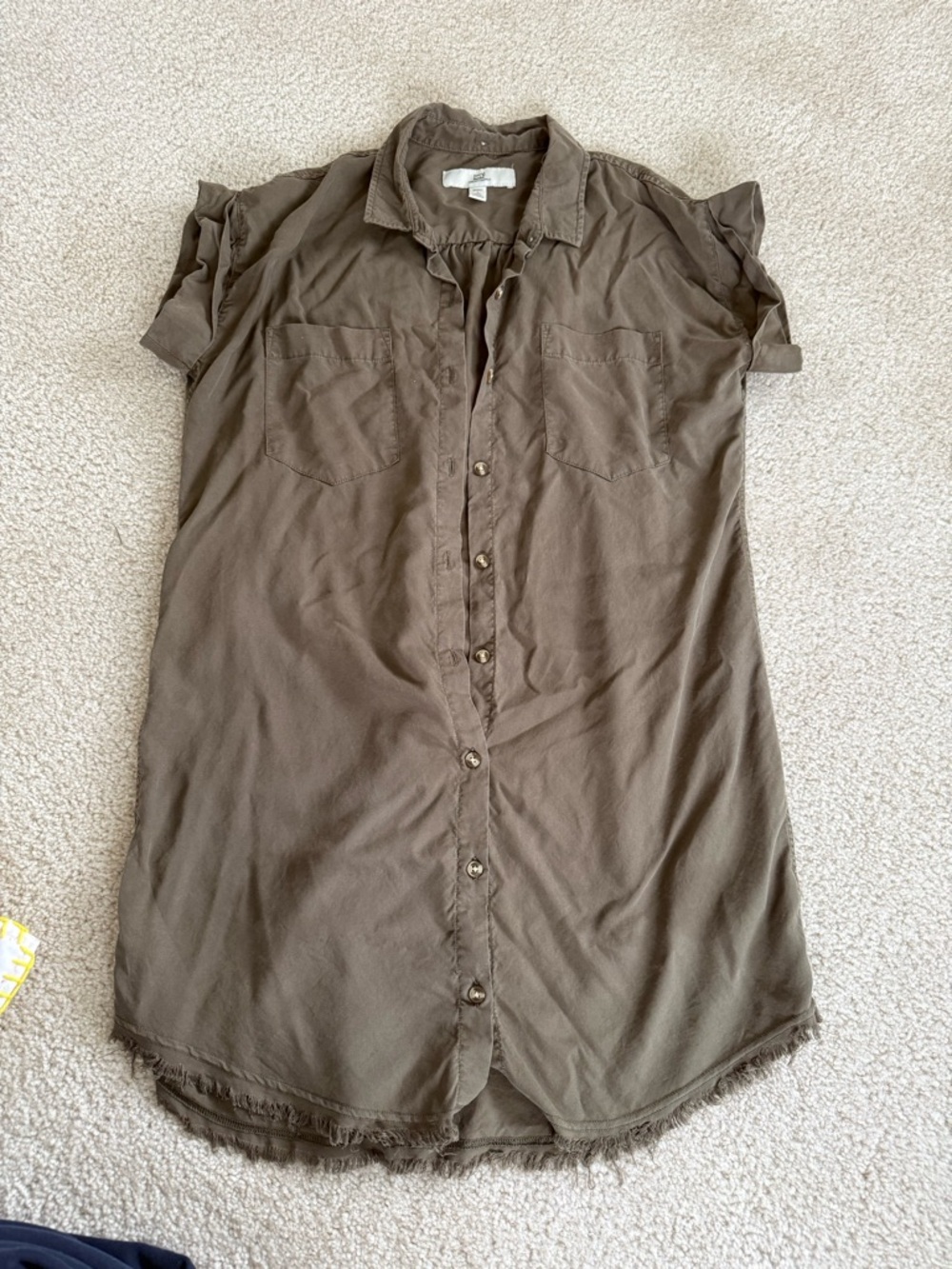 Thread & Supply Olive-Taupe Button Shirt dress
